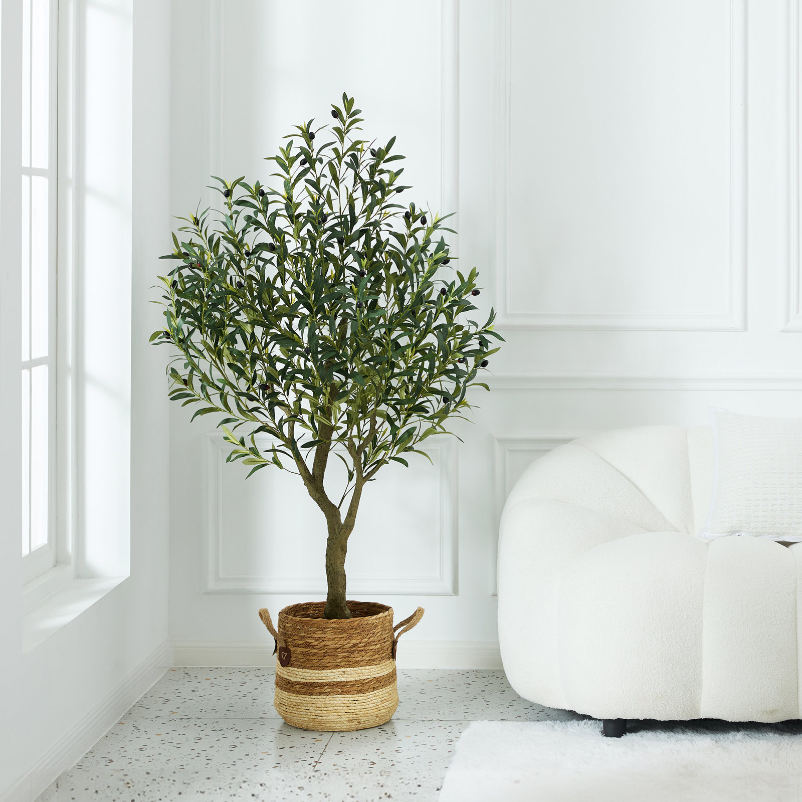 Adcock 84" Olive Tree in Pot, 60"H x 20"W x 20"D