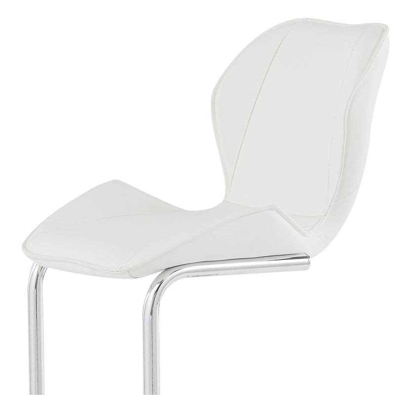 White 4pc Bar Stool , Metal Footrest, Rectangular Stable Upholstery, Low Back