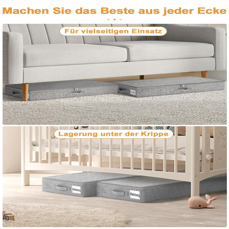 Brayden Studio Fabric Underbed Storage, Grey