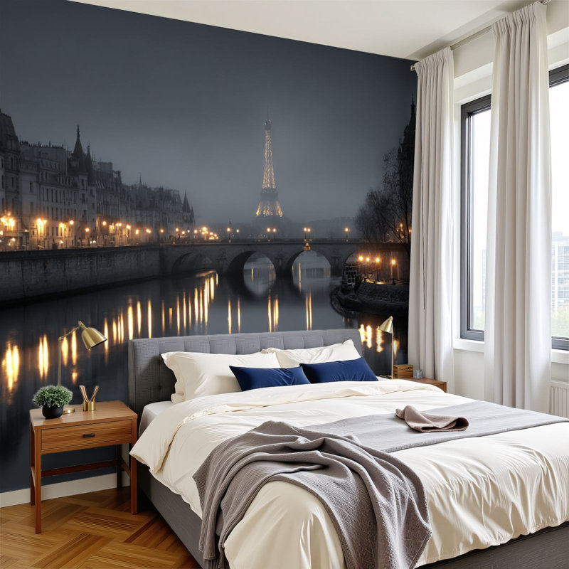 Papier peint adhésif mural pour chambre à coucher Tour Eiffel Paris, L 1728 po x l 100 po