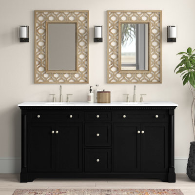 72'' Double Bathroom Vanity with Marble Top