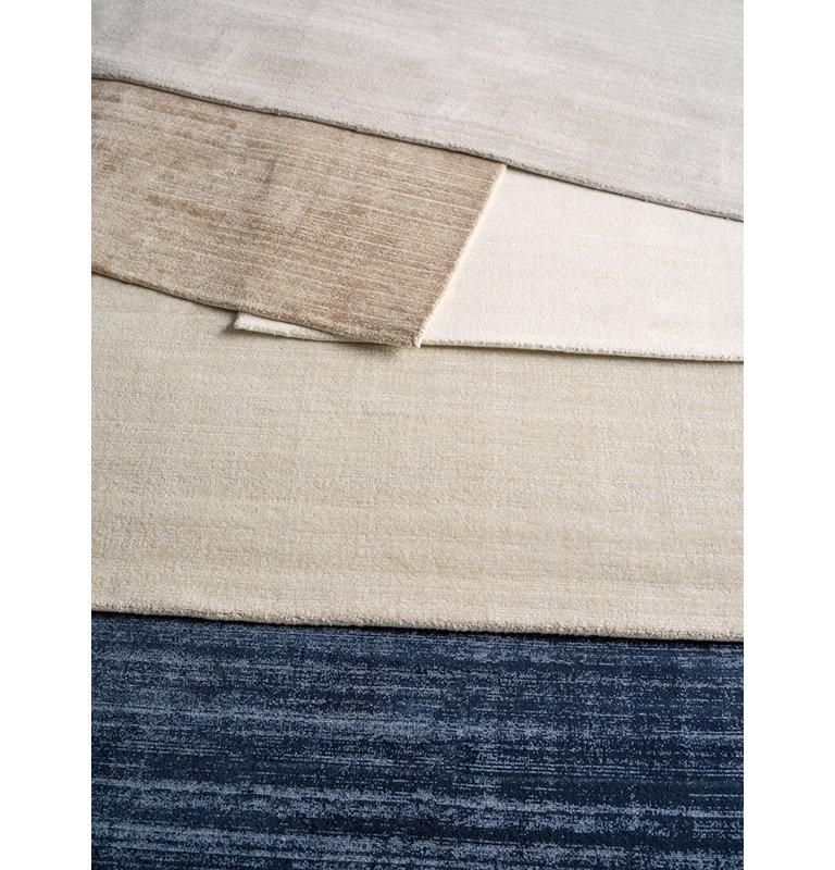 Martelli Hand Loomed Silky Nylon Solid Color Area Rug in Light Beige, Rectangle 10' x 14'