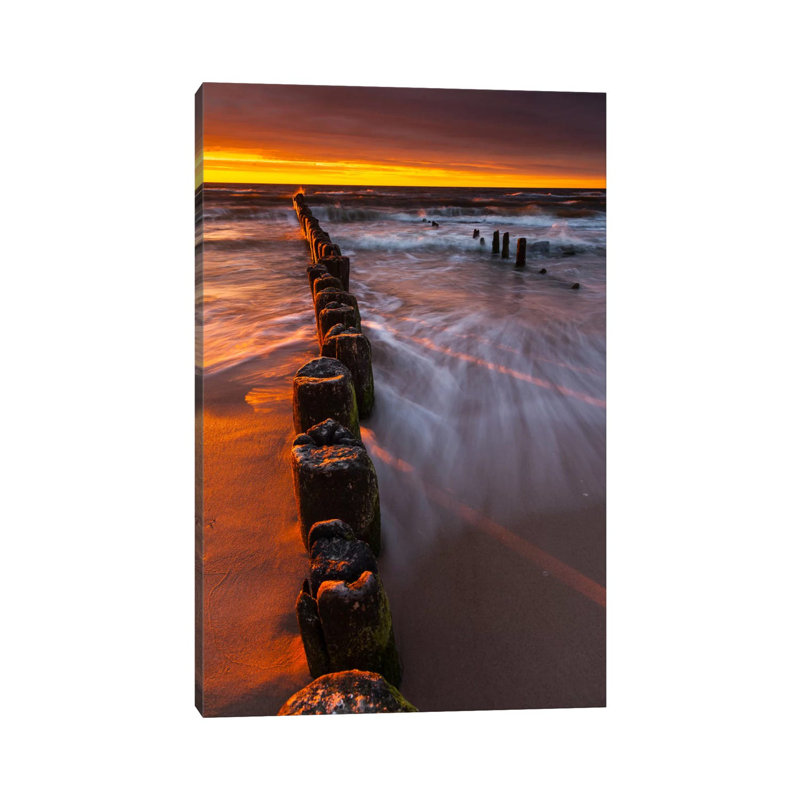 Poland, Baltic Sea, Dziwnow, Sunset III - Wrapped Canvas Print, 20.32 cm H x 30.48 cm W