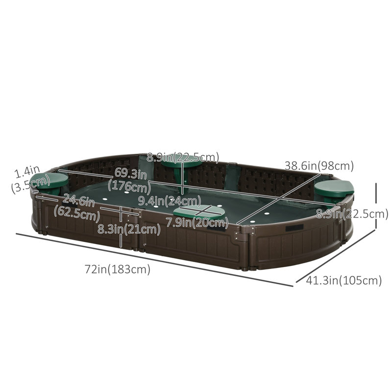 Outsunny Plastic Round Sandbox with Cover, 6' x 3.4'