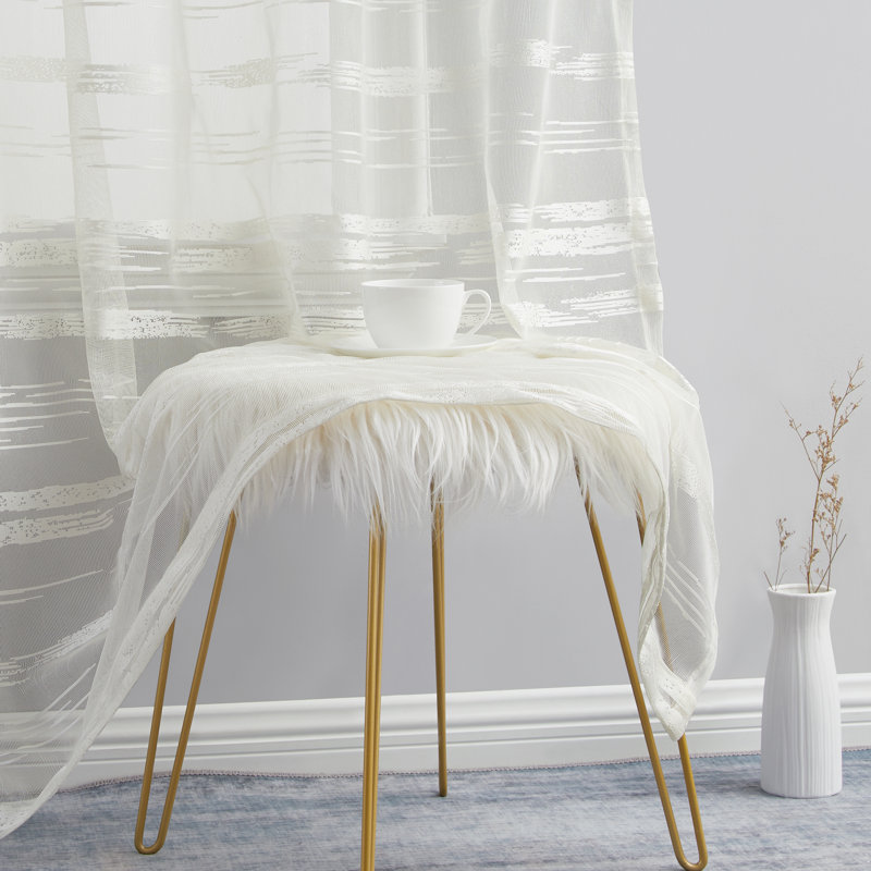 Broadway Striped Sheer Grommet Curtain Panel, Ivory, 54" W x 84" L