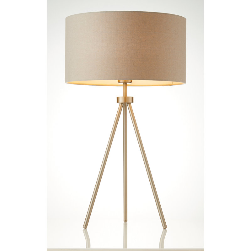 Madeline Metal Tripod Lamp, Matt Nickel/Grey