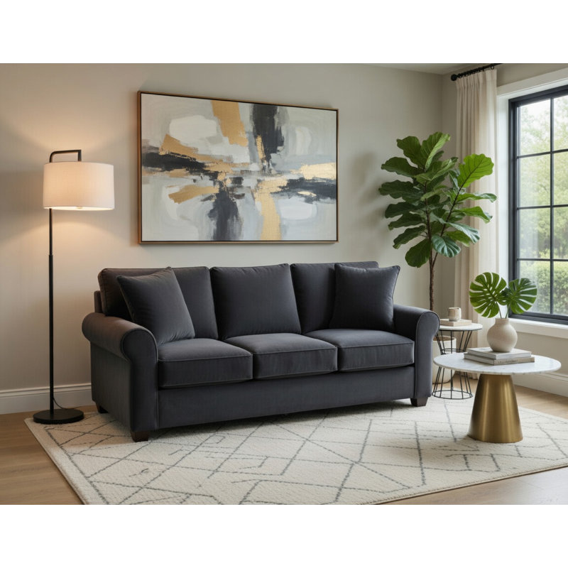 Ardmont  86" Upholstered Sofa, Bella Asphalt Performance Velvet