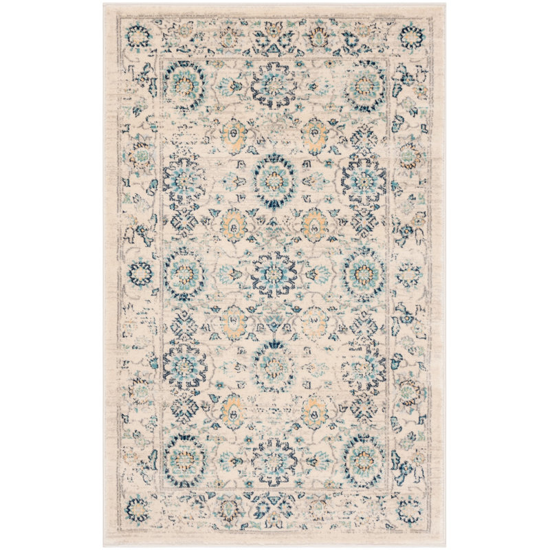 Tapis beige / turquoise Osakis, Rectangle de 10 pi x 14 pi