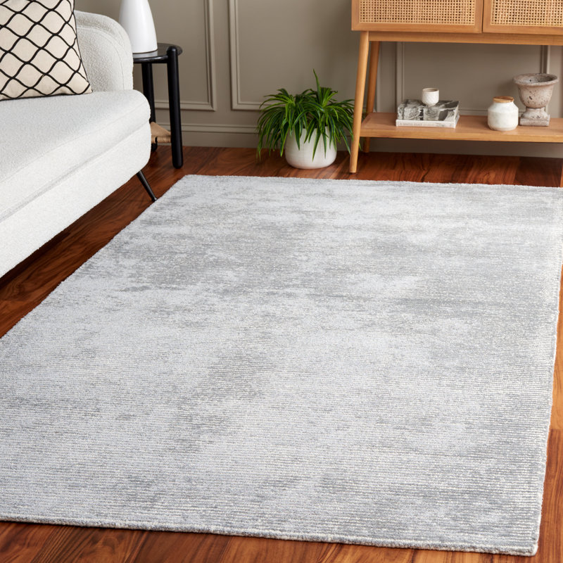 Tapis gris clair / gris en laine / coton touffeté à la main Xaylee, Rectangle 10 pi x 14 pi