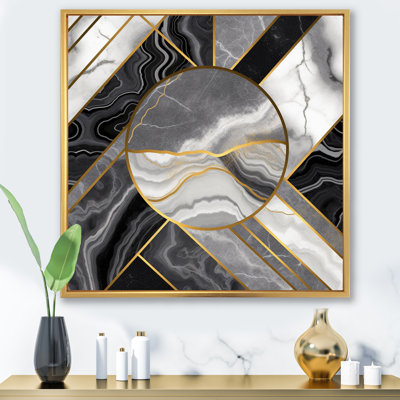 Marate granit agate avec des touches d'or V - impressions d'art géométriques murales modernes