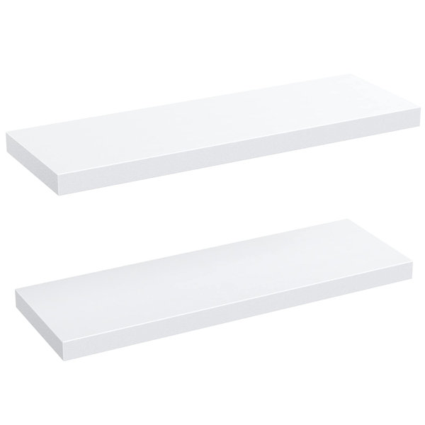 Great Choice Products White Floating Shelves For Wall Decor, 24 Inches Long  Wall Shelves For Bedroom Storage, Large Deep Wall Mounted Shelves For B…