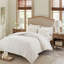 Ensemble d'édredon 3 pièces en coton et chenille capitonné blanc cassé-126579445