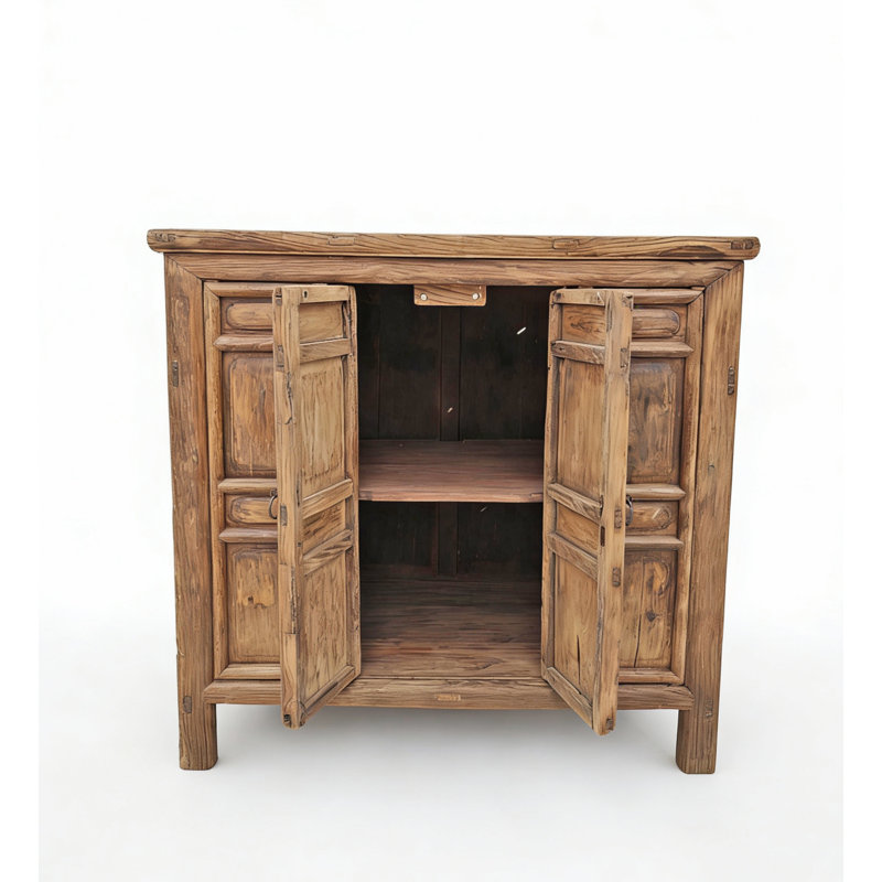 Armoire en orme à 4 panneaux de style Ming