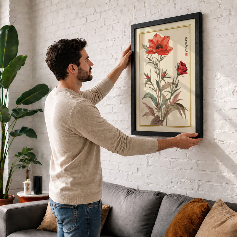 Carnation Study Botanical - Framed Print, Unframed, A2 - 59.4 x 42.0 cm