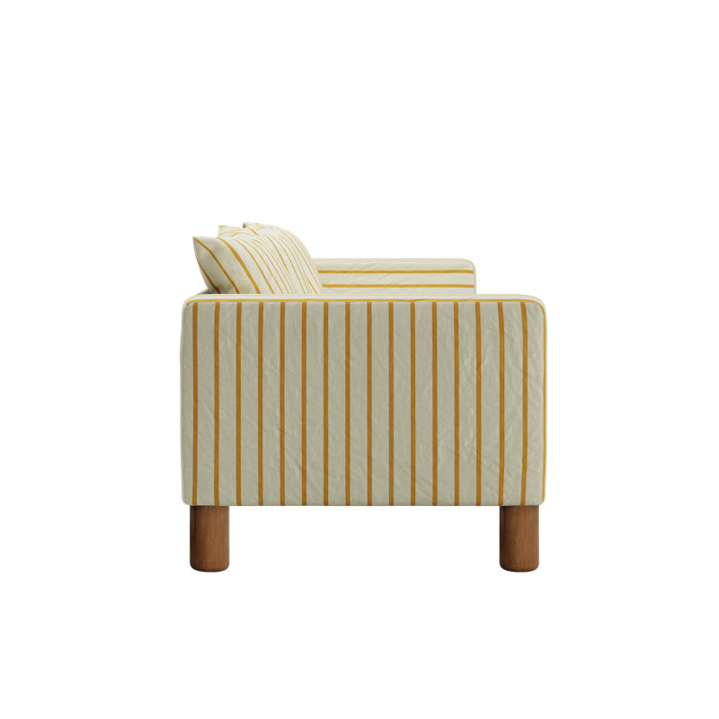 Essential Sofa, Yellow Clay Striped Hemp Blend, Cylinder