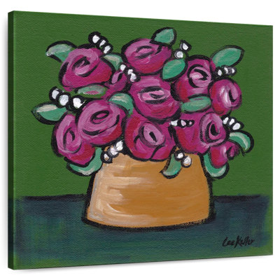 Harnek Flowers In Pot Pink On Green