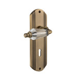 Crystal Parlor Interior Mortise Door Lever with Deco Long Plate