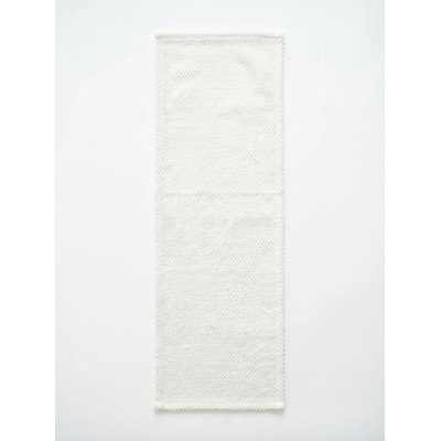 Bright White Shoreline Grid Indoor Outdoor Table Runner 14x72