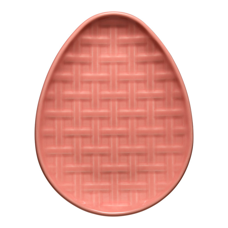 Fiesta Embossed Egg Shaped Plate 10 Inch, Pink
