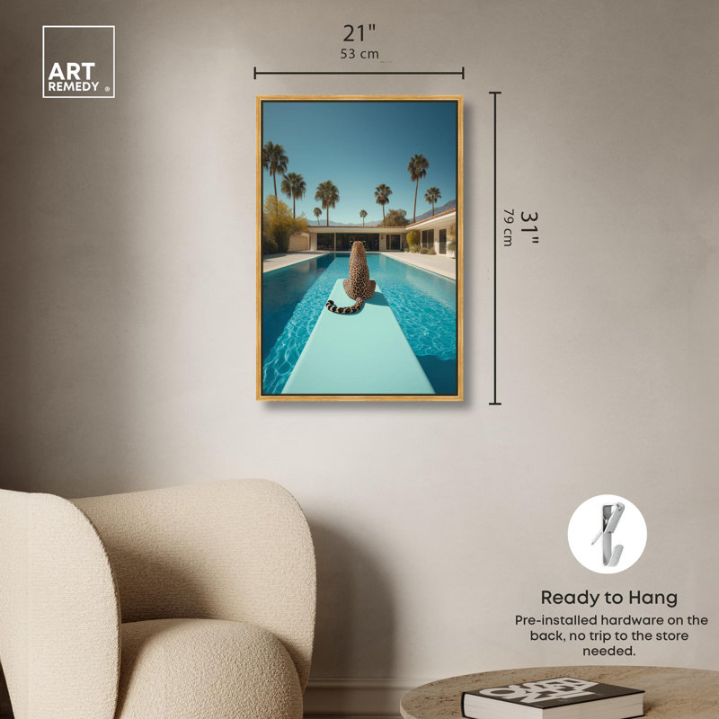 Art, art moderne, toile de tigre moderne, H 31 po x l 21 po, Gold Floater Framed
