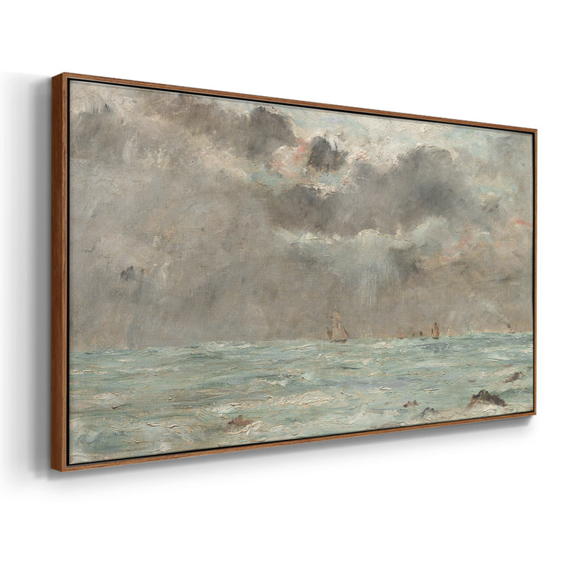 Série nautique-CCCCLXIV- Toile tendue avec châssis tendue, prête à être accrochée, H 21 po x l 41 po, Noyer
