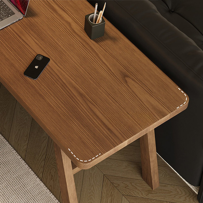 Nut-brown Rectangular Solid Wood  desk, 29.53" H x 62.99" W x 23.62" D