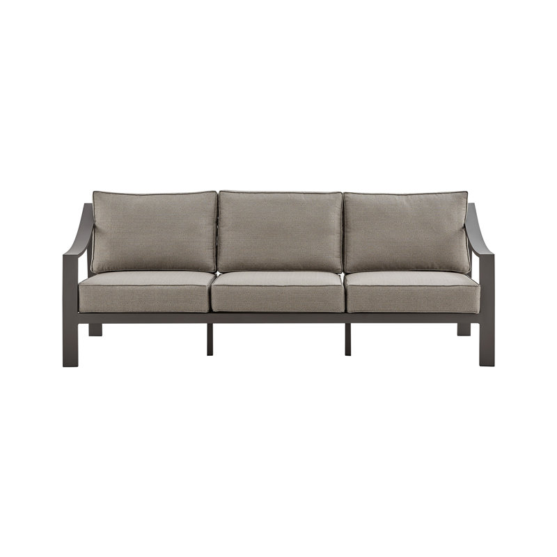 Canapé d'extérieur en aluminium Umbriax avec coussins en mousse haute densité, brun