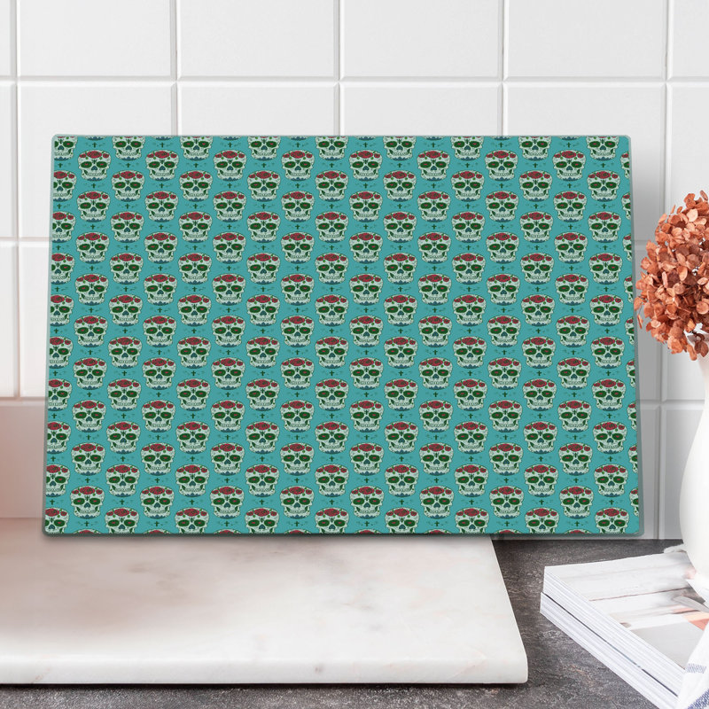 Planche à découper colorée Ambesonne, roses de grande taille, motif écume de mer, vert et rubis