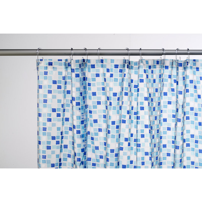 Mosaic Vinyl Shower Curtain, Blue