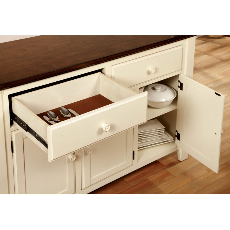 Buffet en bois d'hévéa 2 tiroirs Amparo