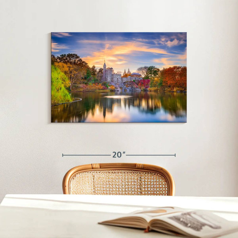 Ravi belvédère château automne, H 16 po x l 24 po