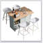Îlot de cuisine polyvalent avec comptoir pliable, rangement et roulettes pour plus d'espace et de fonctionnalité-1351047087