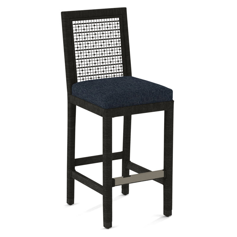 Pine Isle Bar Stool, Twine Linen-Look Performance; 0325-73, Antique Black