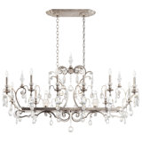 Renaissance 12 Light 56in x 34in Linear Chandelier in Antique Silver with Clear Heritage Handcut Crystals