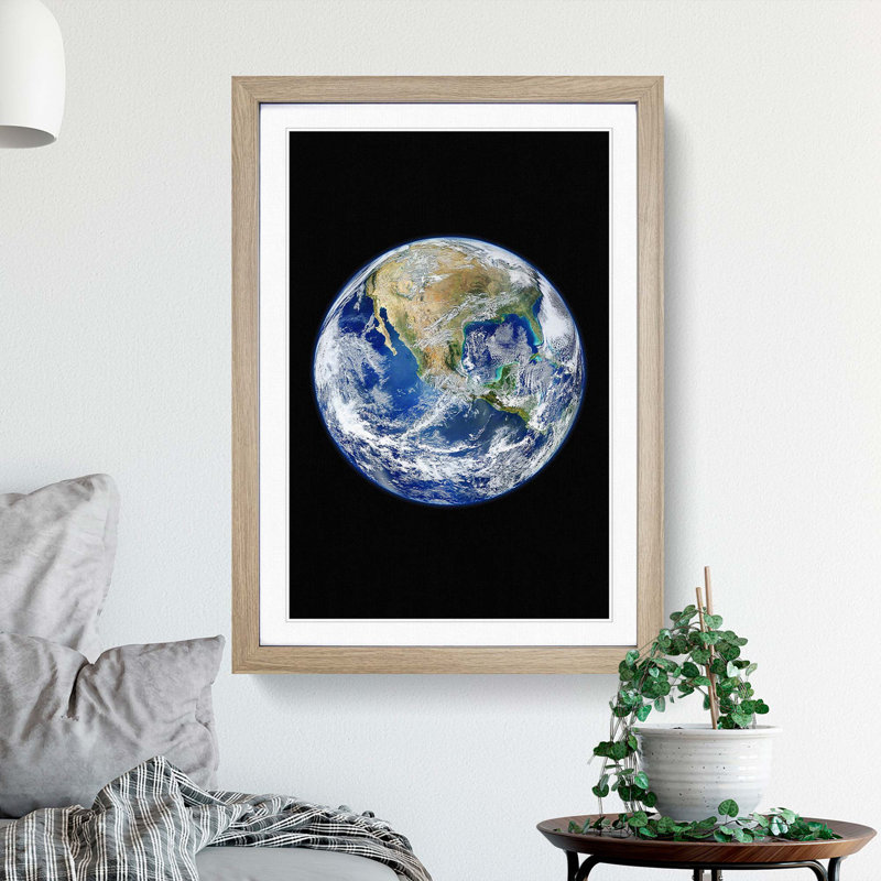 An Amazing Image Of Earth - Single Picture Frame Print, Oak Framed, 63cm H x 45cm W x 2cm D