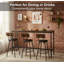 Ensemble de table de bar et de chaises pour 3, ensemble de table de salle à manger industriel 4 pièces avec 3 tabourets de bar rembourrés en polyuréthane, ensemble de table de bar pour la cuisine, la salle à manger, le salon, le bar, le café, le coin petit espace, brun rustique
