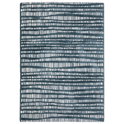 Tapis bleu sarcelle / ivoire Tierney Dashed Lines