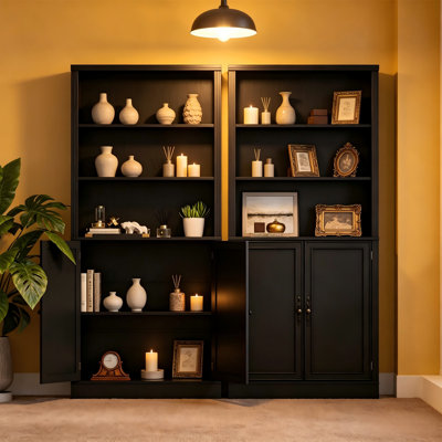 Bibliothèque 70,1 "de hauteur avec armoire, 5 niveaux, tablettes réglables