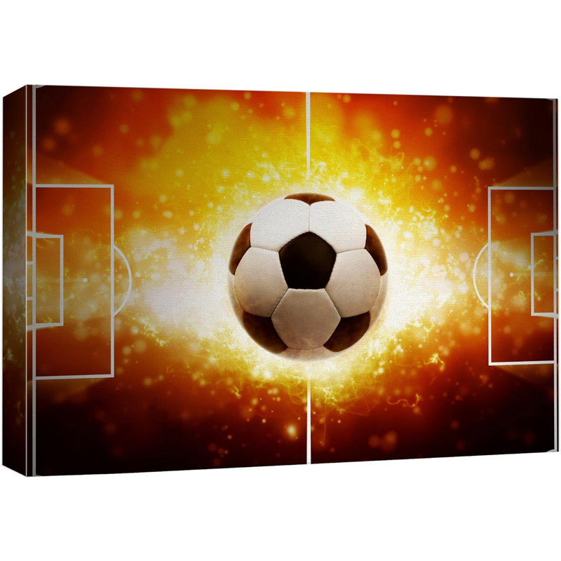 Décoration de salle de soccer pour garçons, ballon de soccer brûlant et brûlant, H 12 po x l 18 po