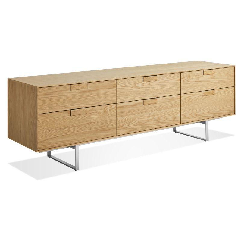 Series 11 Media Console, White Oak/Stainless Steel