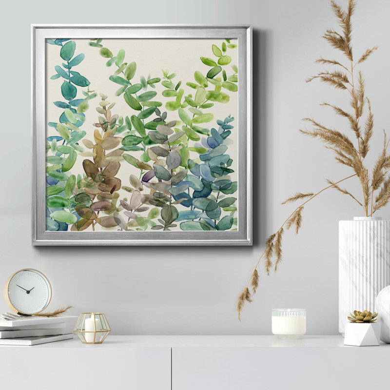 Eucalyptus Grove - Peinture sur toile encadrée, Argent, H 26,5 po x l 26,5 po x P 1,5 po
