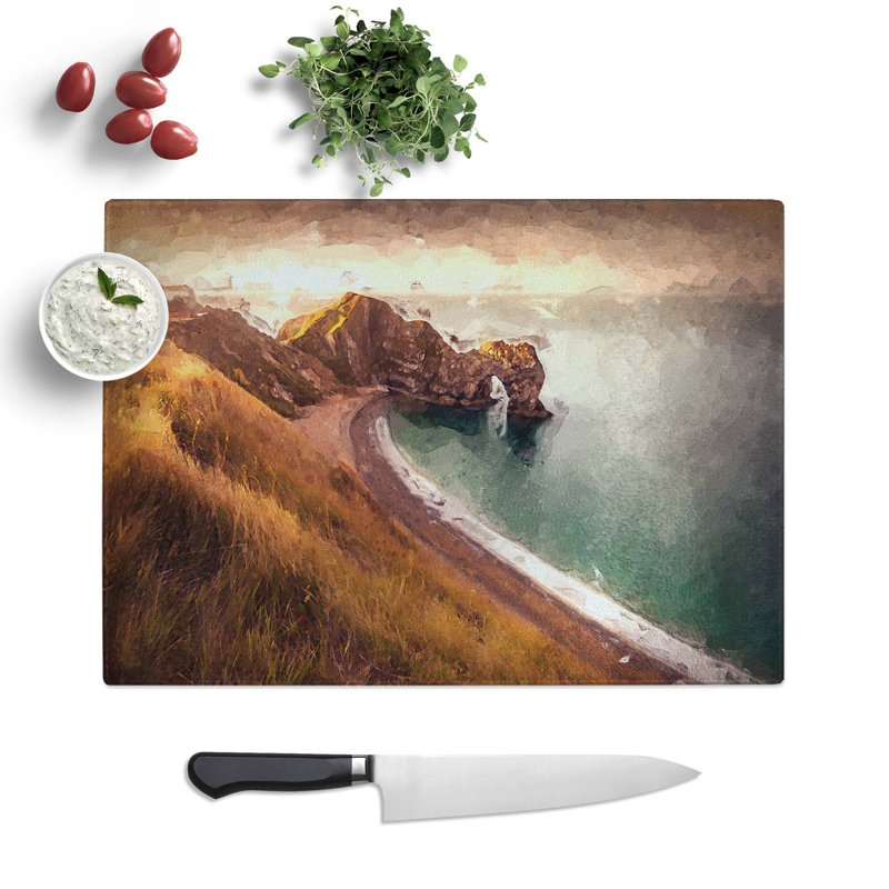 Glass Durdle Door Cliffs Wareham in Abstract Chopping Board, 39 cm W x 28.5 cm L