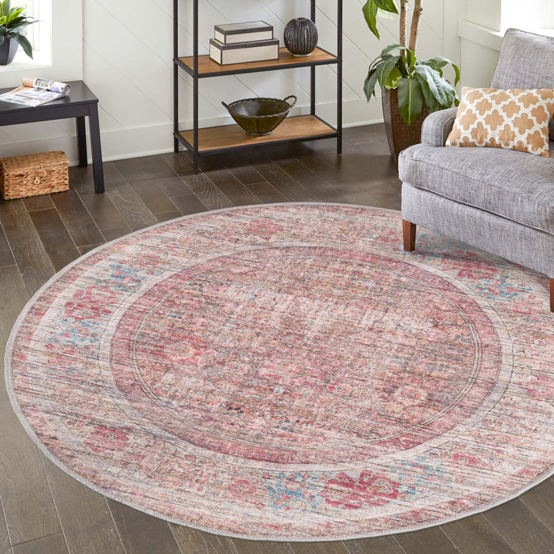Engen Washable Oriental Indoor Rug, Round 4'1" x 4'1"