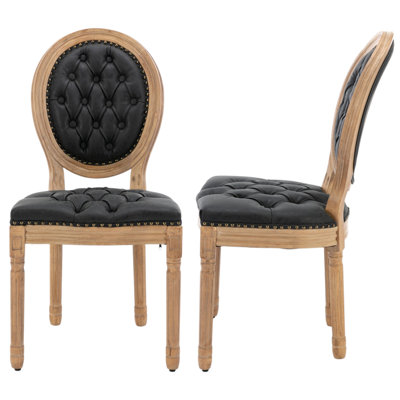 Clairevale 19.7 " H Tufted Faux Leather Upholstered Rubberwood Solid Wood Side Chair