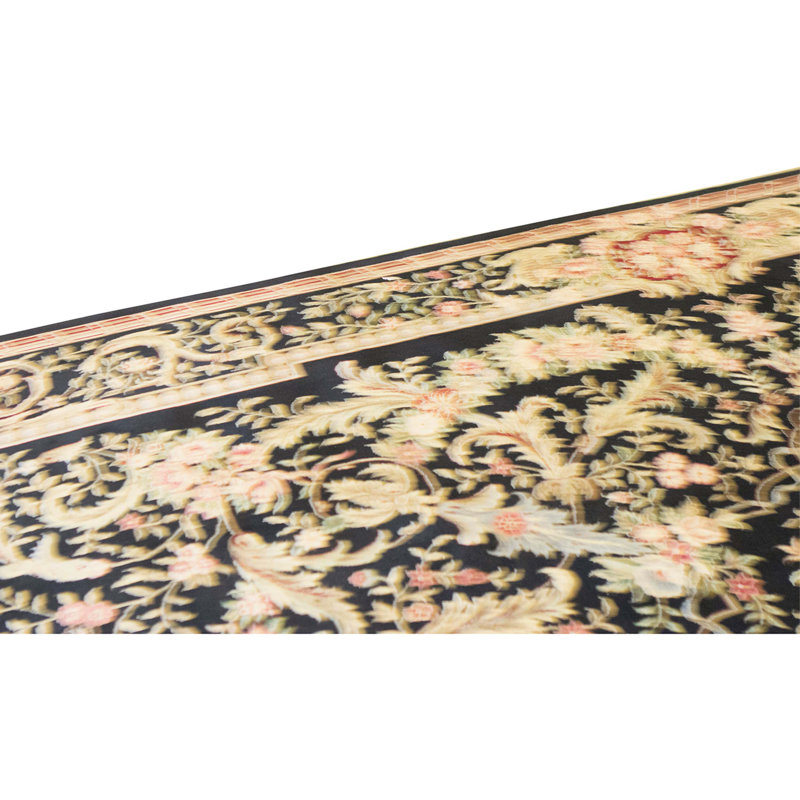 High-Quality Hand-Knotted Black Area Rug