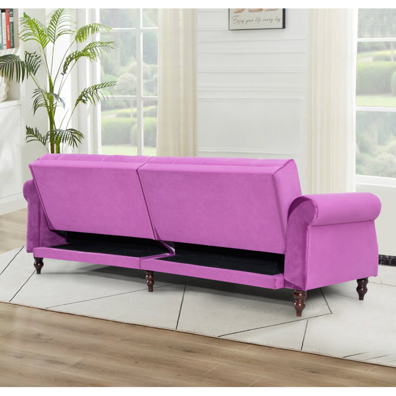 Canapé modulaire à accoudoirs roulés en velours 87,8 po Hanika, Violet