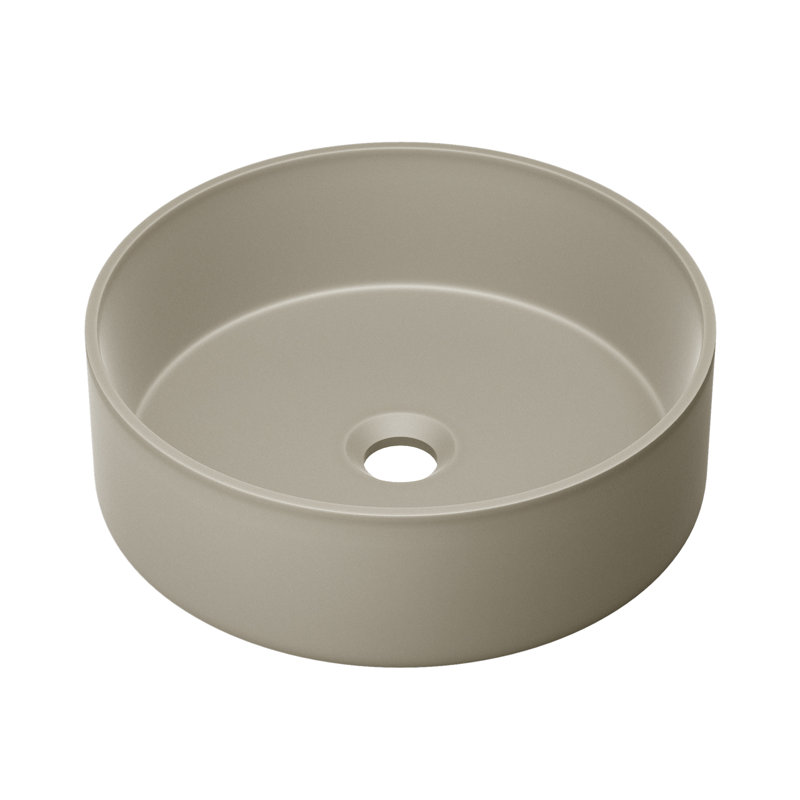 Lisse 14.5" Concrete Round Vessel Sink, Matte Taupe