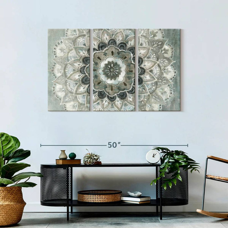 «Sunburst Neutral Wall Art», ensemble de 3 reproductions d'art sur toile, ensemble de 3 pièces, H 28 po x l 45 po x P 1,25 po
