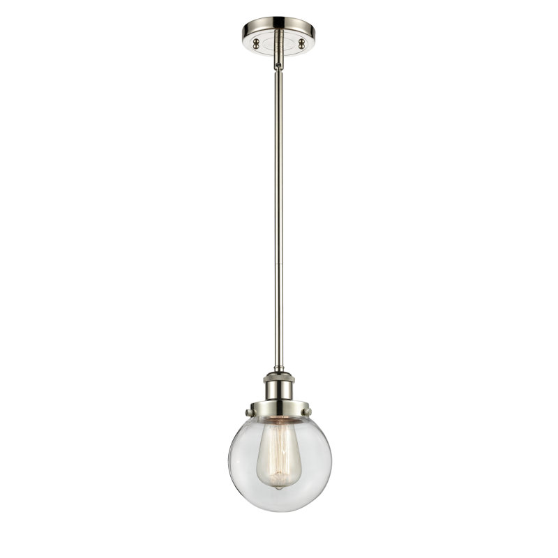 Luminaire suspendu à 1 lumière Lorri, DEL, Nickel poli, Transparent / clair