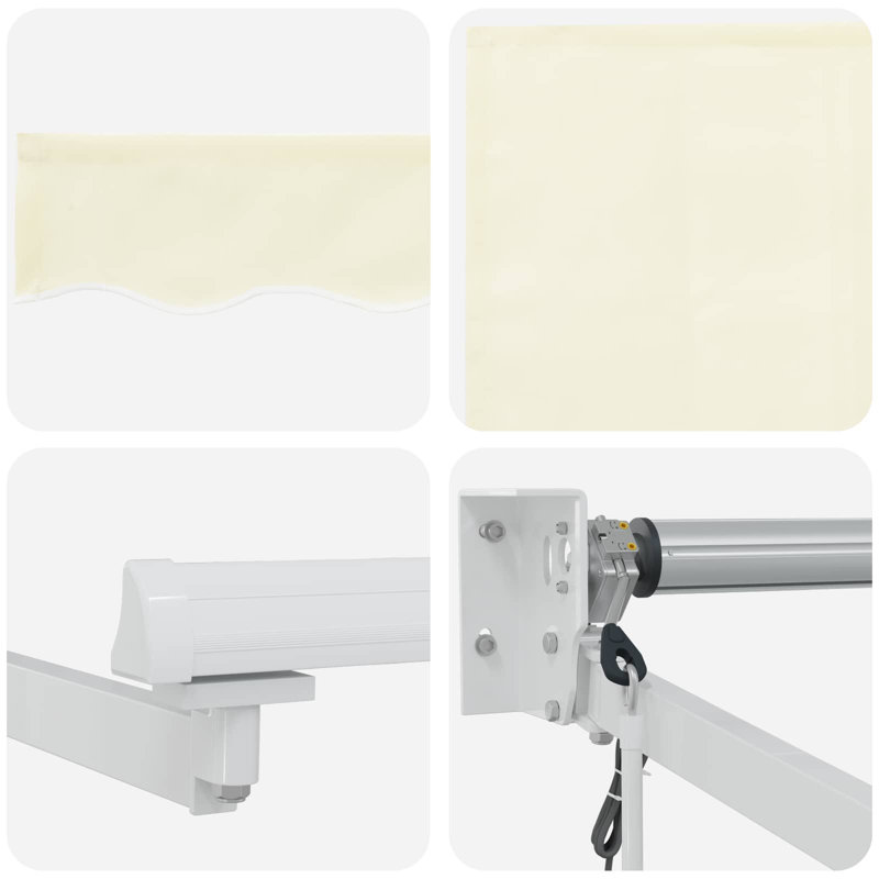 VidaXL Polyester Cover Retractable Patio Awning, 165cm H x 500cm W x 300cm D, Cream/White